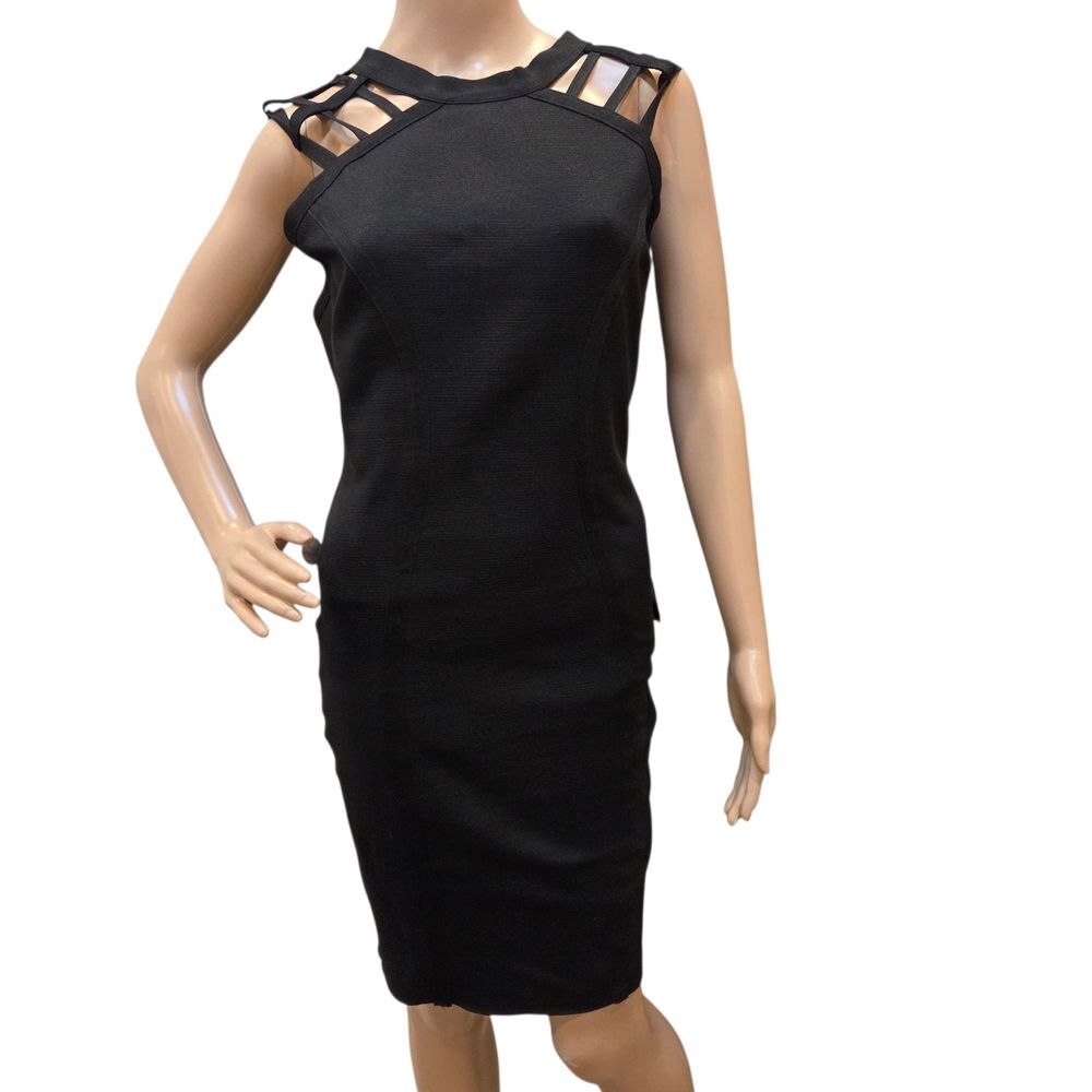 Wow Couture Black Strappy Cutout Bandage Dress L